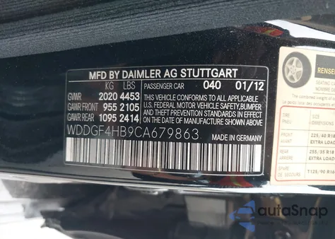 2012 Mercedes-Benz C 250 Sport из США, поврежденный, VIN WDDGF4HB9CA679863